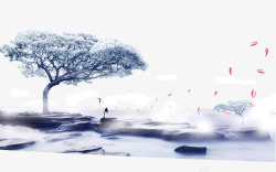 唯美冰树中国风背景素材