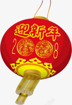 手绘红色迎新年灯笼卡片素材