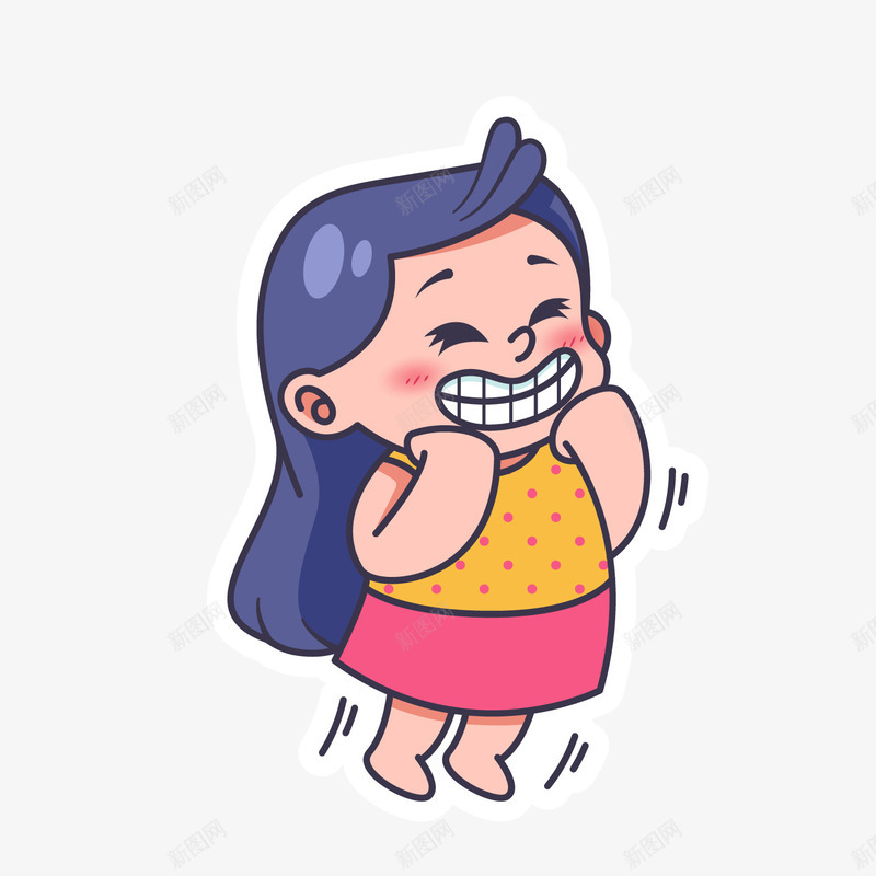 一个欣喜若狂的女孩矢量图ai免抠素材_88icon https://88icon.com 卡通 大笑 女孩 牙齿 表情 高兴 矢量图