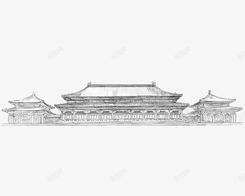 黑色线条手绘古建筑png免抠素材_88icon https://88icon.com 中国风 古代建筑 古建筑手绘图 古风 建筑 手绘古建 线条 黑色手绘