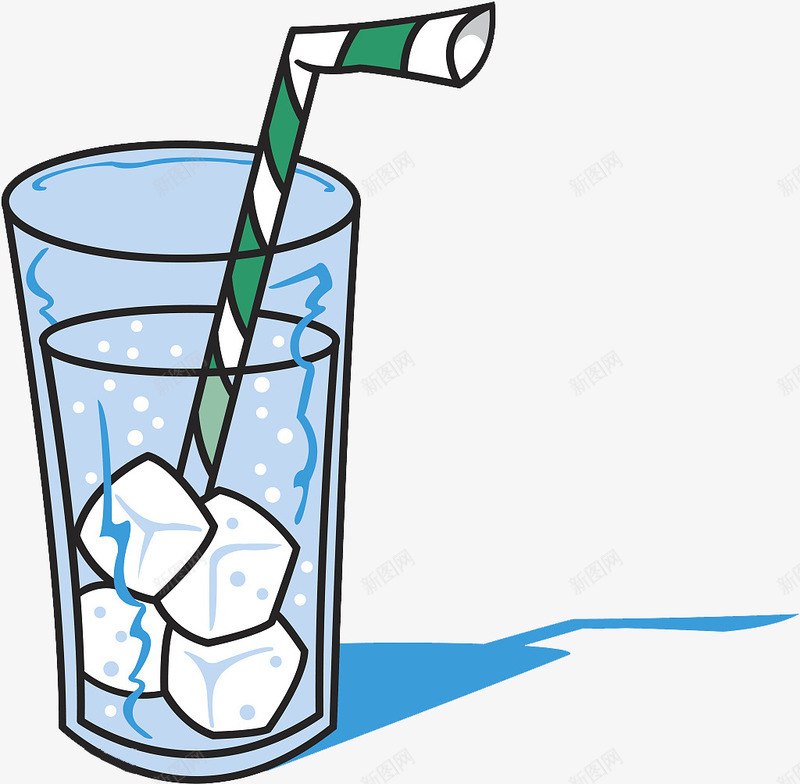 手绘插图汽水气泡png免抠素材_88icon https://88icon.com 冒气泡 冰块 冷饮 加冰 吸管 手绘插图 汽水气泡 玻璃杯