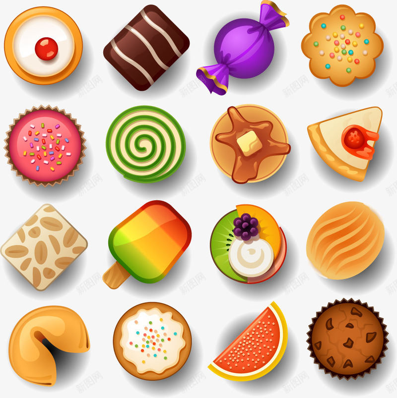 16款美味甜品俯视图png免抠素材_88icon https://88icon.com 巧克力 甜品 糖果 美味 蛋糕 雪糕