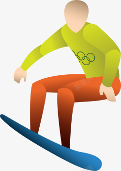 滑雪比赛卡通奥运比赛人物插画矢量图高清图片