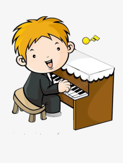 弹钢琴的小男孩素材