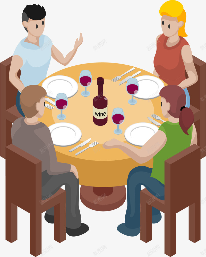 手绘聚餐png免抠素材_88icon https://88icon.com 休闲 手绘 聚餐