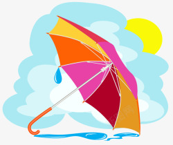 卡通彩色雨伞矢量图素材