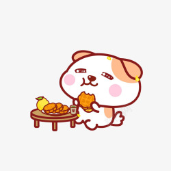 享受表情卡通吃月饼的小狗高清图片