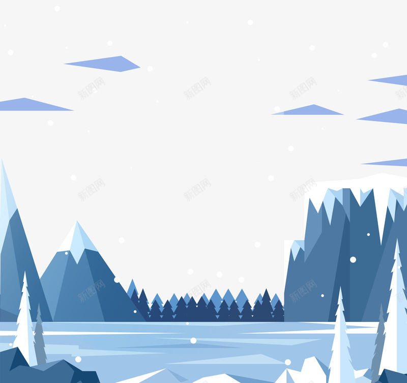 卡通的雪景矢量图ai免抠素材_88icon https://88icon.com 卡通 雪景 雪白 矢量图