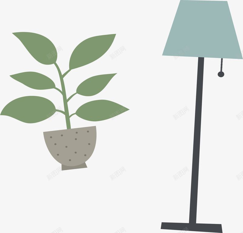 落地台灯png免抠素材_88icon https://88icon.com 台灯 日记手账 盆栽 矢量素材 落地台灯