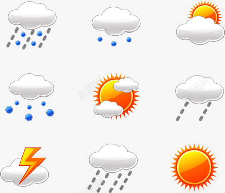 下雨预报天气预报图标矢量图图标