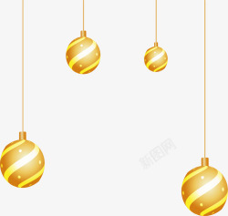 金色发光的圣诞球矢量图素材
