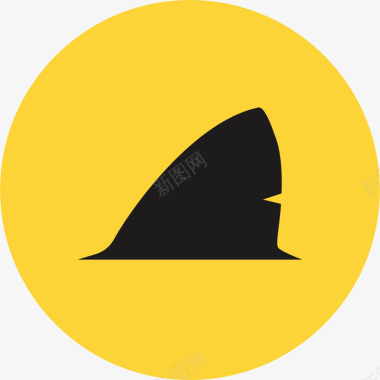 黄色鲨鱼鳍矢量图图标图标