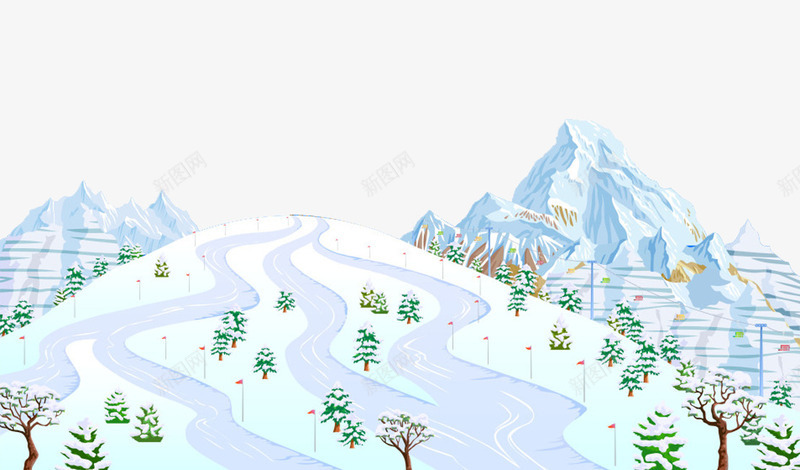 雪景装饰图案png免抠素材_88icon https://88icon.com 山峰 插画透明PNG素材 植物 滑雪场免费PNG下载 滑雪道 白色