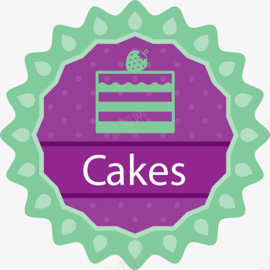 手绘蓝莓草莓糕点绿色和紫色千层蛋糕图标图标