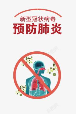 预防冠状病毒预防肺炎新型冠状病毒肺部病毒元素高清图片