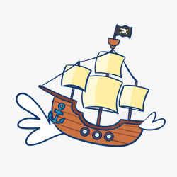 卡通海盗船素材