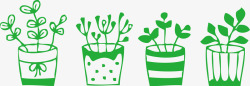 卡通绿色小盆栽墙贴植物花卉素材