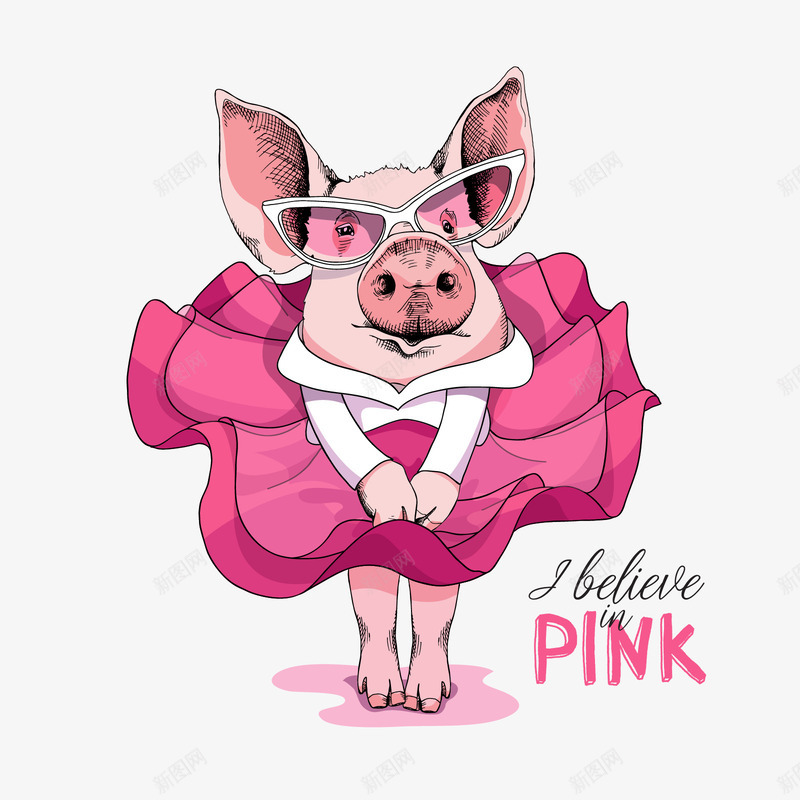 粉红色穿裙子卡通猪矢量图ai免抠素材_88icon https://88icon.com 卡通 卡通猪 白色 穿裙子 粉色 红色 英文 矢量图