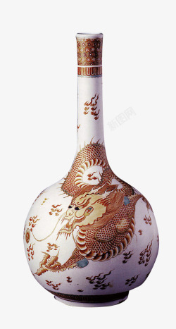 中国风白色龙纹花瓶素材