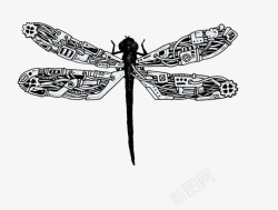 创意手绘机械元素蜻蜓素材