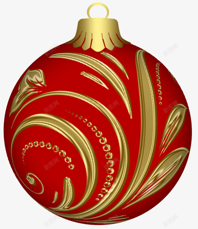 圣诞节红色金色装饰彩球png免抠素材_88icon https://88icon.com 圆形 圣诞节 彩球 红色 金色
