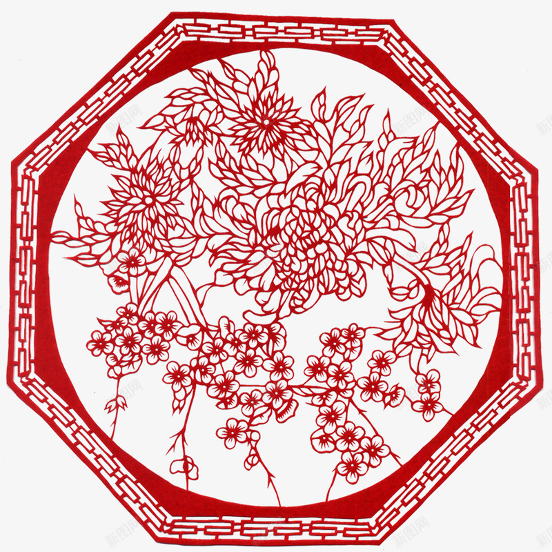 剪纸png免抠素材_88icon https://88icon.com 中国风 剪纸 春 牡丹 窗花 花篮 荷花 菊花