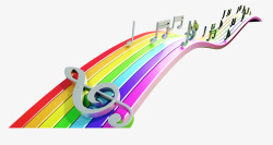唱歌海报素材音符彩虹高清图片