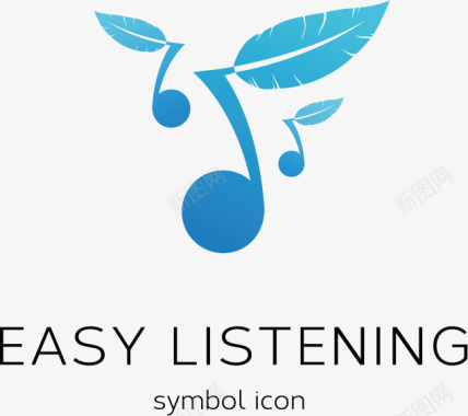树叶创意音乐logo图标图标