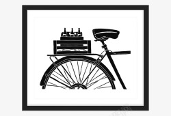 自行车挂画中堂画卡通素材