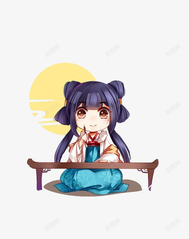 汉服少女png免抠素材_88icon https://88icon.com 中国风 卡通 手绘 汉服