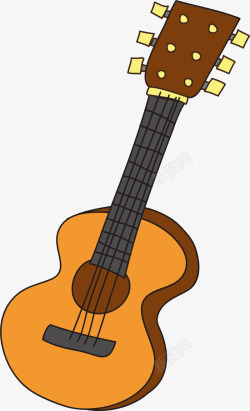 咖啡色卡通玩具吉他素材