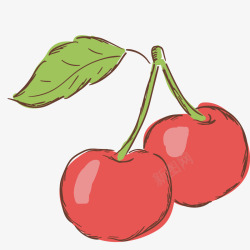 樱桃免扣PNG图红色手绘的樱桃效果图高清图片
