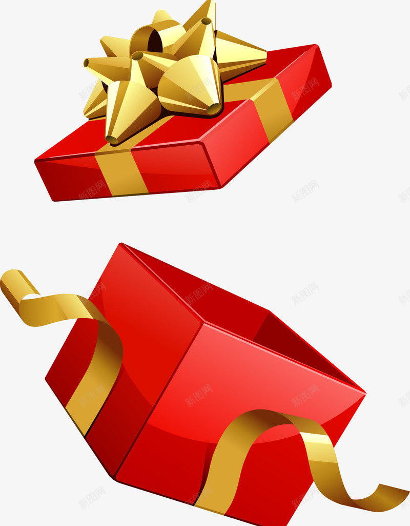 红色礼物盒png免抠素材_88icon https://88icon.com 圣诞礼物 开着的 生日礼物 礼物盒矢量图 礼盒 空的 空礼盒 红色礼盒 纸盒子 金色缎带 高档包装盒