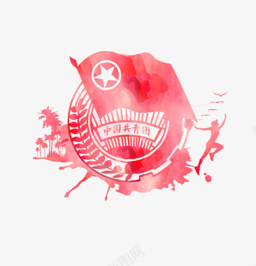 矢量年节红色中国风国徽青年节图标图标