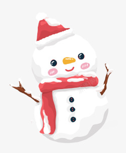 圣诞小雪人手绘卡通白色小雪人高清图片