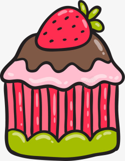 草莓口味卡通蛋糕矢量图素材