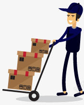 卡通快递员png免抠素材_88icon https://88icon.com 取件 快递员 推车 搬货员 搬运 物流 盒子 运输 送件 送货