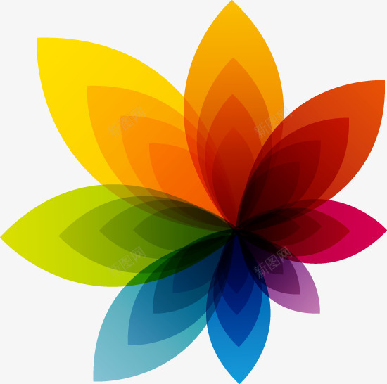 彩虹色花朵图形png免抠素材_88icon https://88icon.com 图形 彩虹 花朵 设计