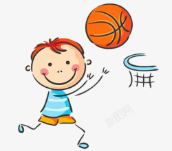 玩篮球的男孩素材
