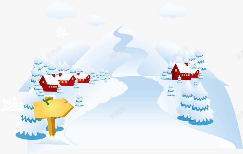 滑雪场矢量图ai免抠素材_88icon https://88icon.com 房屋 滑雪场 蓝色 路标 矢量图