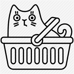 购物的猫咪创意手绘合成效果在购物车里的小猫咪高清图片