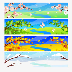 一年四季美丽风景四季花草树木雪高清图片
