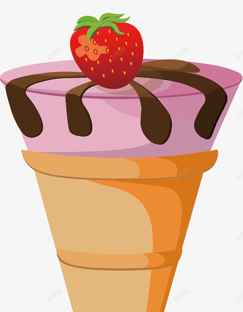 草莓口味可爱多冰激凌png免抠素材_88icon https://88icon.com 冰激凌 可爱多 甜筒冰激凌 矢量png 草莓口味 蛋筒