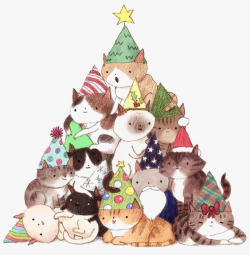 圣诞节宠物卡通小猫高清图片