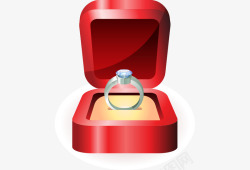 结婚钻戒指环红色礼盒素材