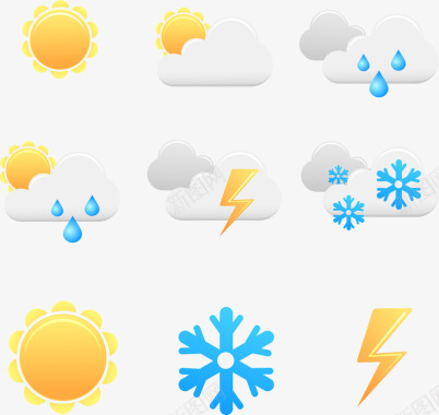白色雪花简约天气插件图标矢量图图标