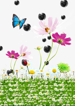 蝴蝶鲜花背景素材
