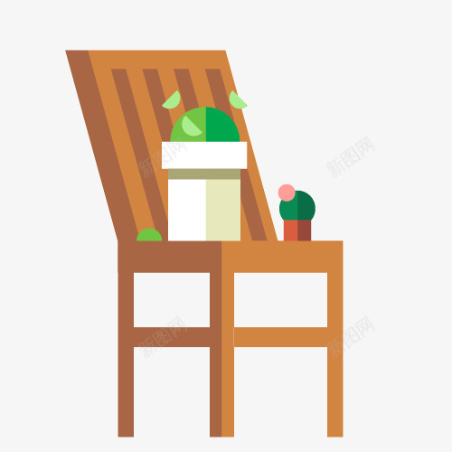 扁平化椅子上的植物png免抠素材_88icon https://88icon.com 仙人球 家具 木椅 椅子 植物 盆栽
