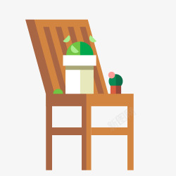 扁平化椅子上的植物素材