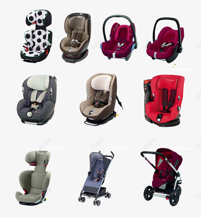 婴童用品png免抠素材_88icon https://88icon.com PNG元素 免费下载 婴儿推车 安全座椅 生活用品